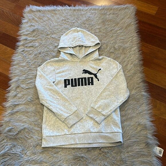 Puma‎ boys gray and black logo cotton hooded sweatshirt - Picture 1 of 3